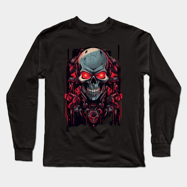 Taking a trip back in time with this skull Long Sleeve T-Shirt by Pixel Poetry